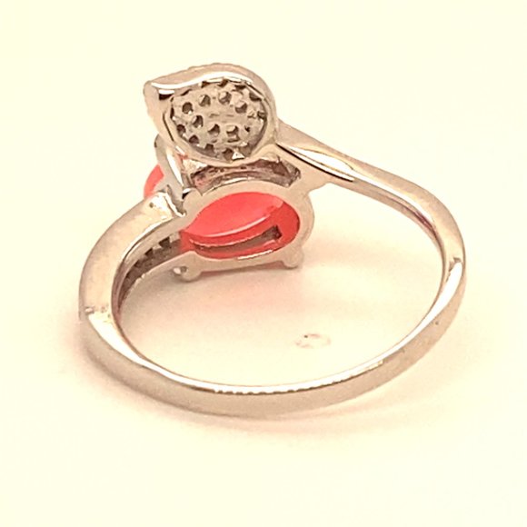 Pink Opal 1.89ct Platinum Finish Solid 925 Sterling Silver Ring - Picture 6 of 7